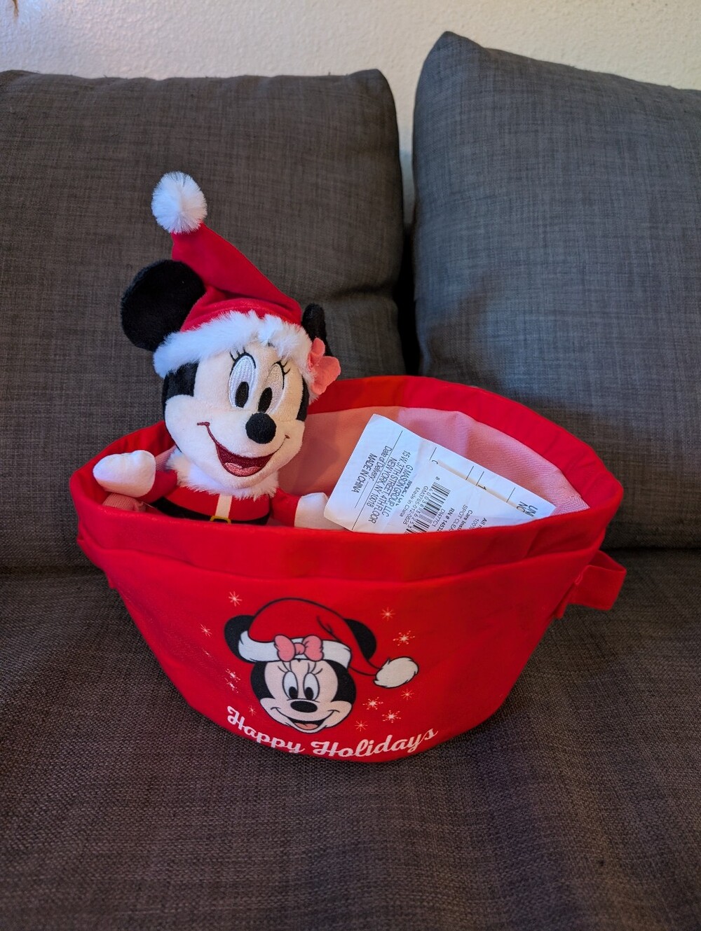 Disney Minnie Mouse Holiday Plush Toy with Basket!